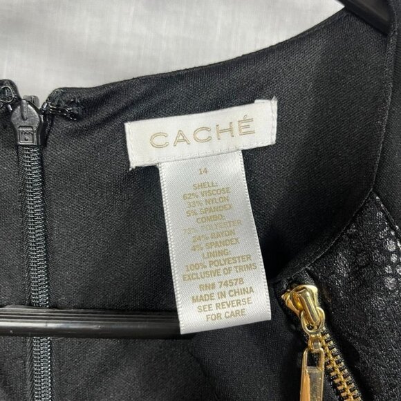 Cache Y2K Bodycon Dress Womens 14 Snakeskin Zipper Edge Curvy Punk Going Out - Picture 11 of 15